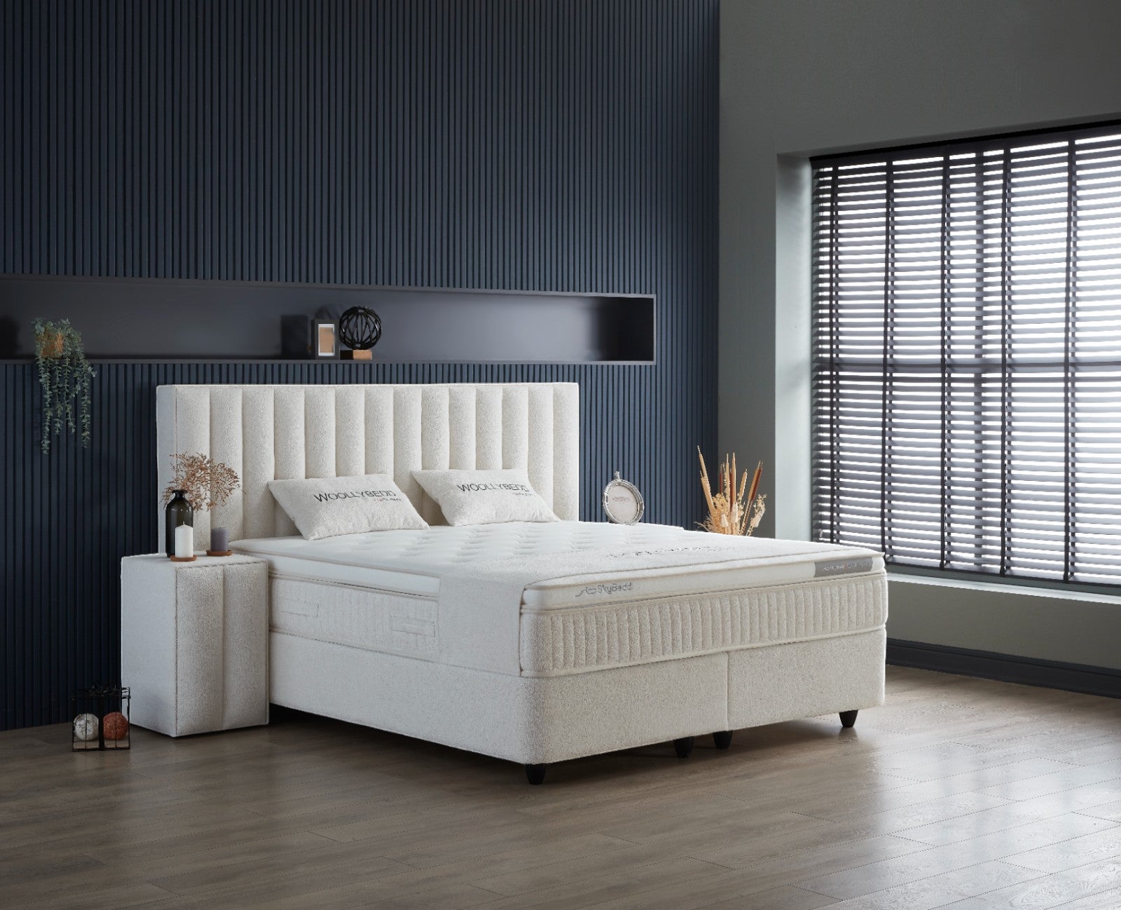 BSS WOOLLYBEDD | Ensemble de lit à sommier tapissier