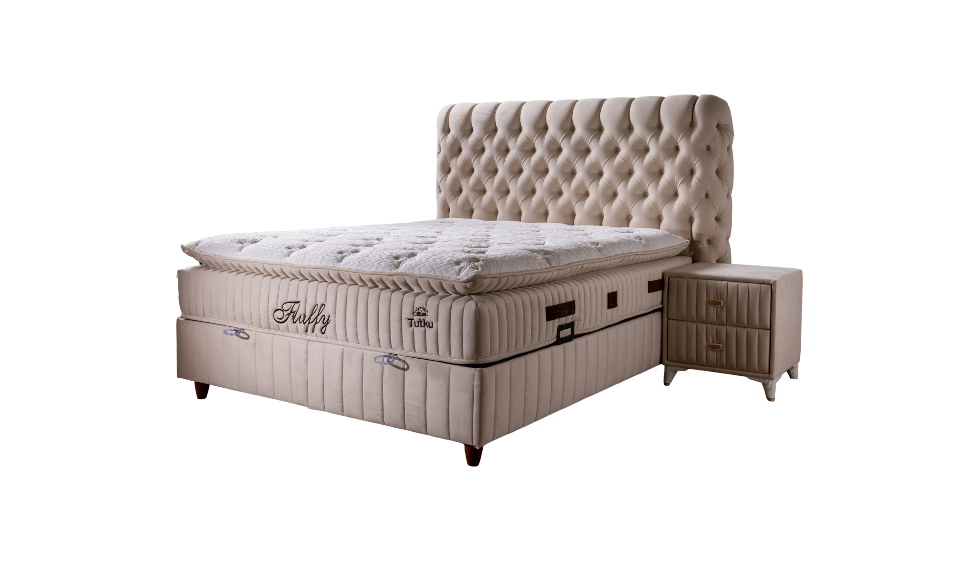 Ensemble de lit BSS FLUFFY avec sommier et tête de lit | Matelas H3