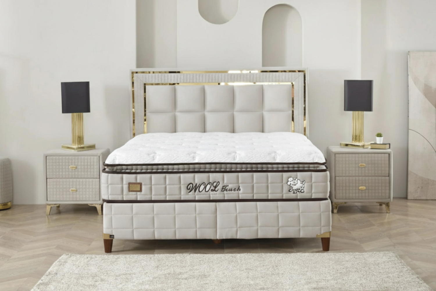 Ensemble de lit sommier BSS BEDDING WOOL TOUCH | Matelas H2/H3