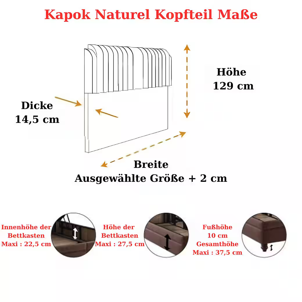 Bambi | Kapok Naturel | Ensemble de lit à sommier H3