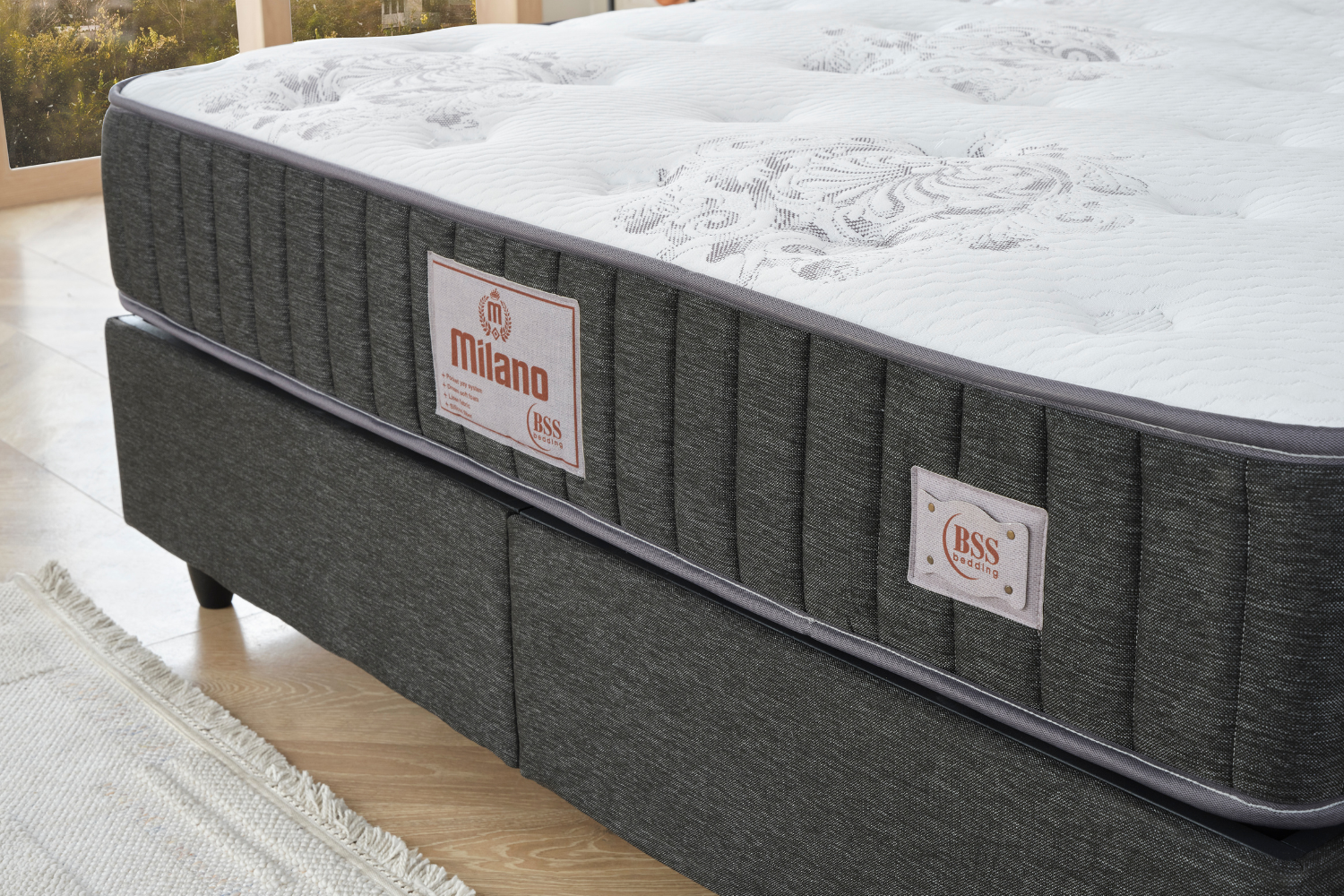 Ensemble de lit BSS Milano avec sommier et tête de lit | Matelas H3