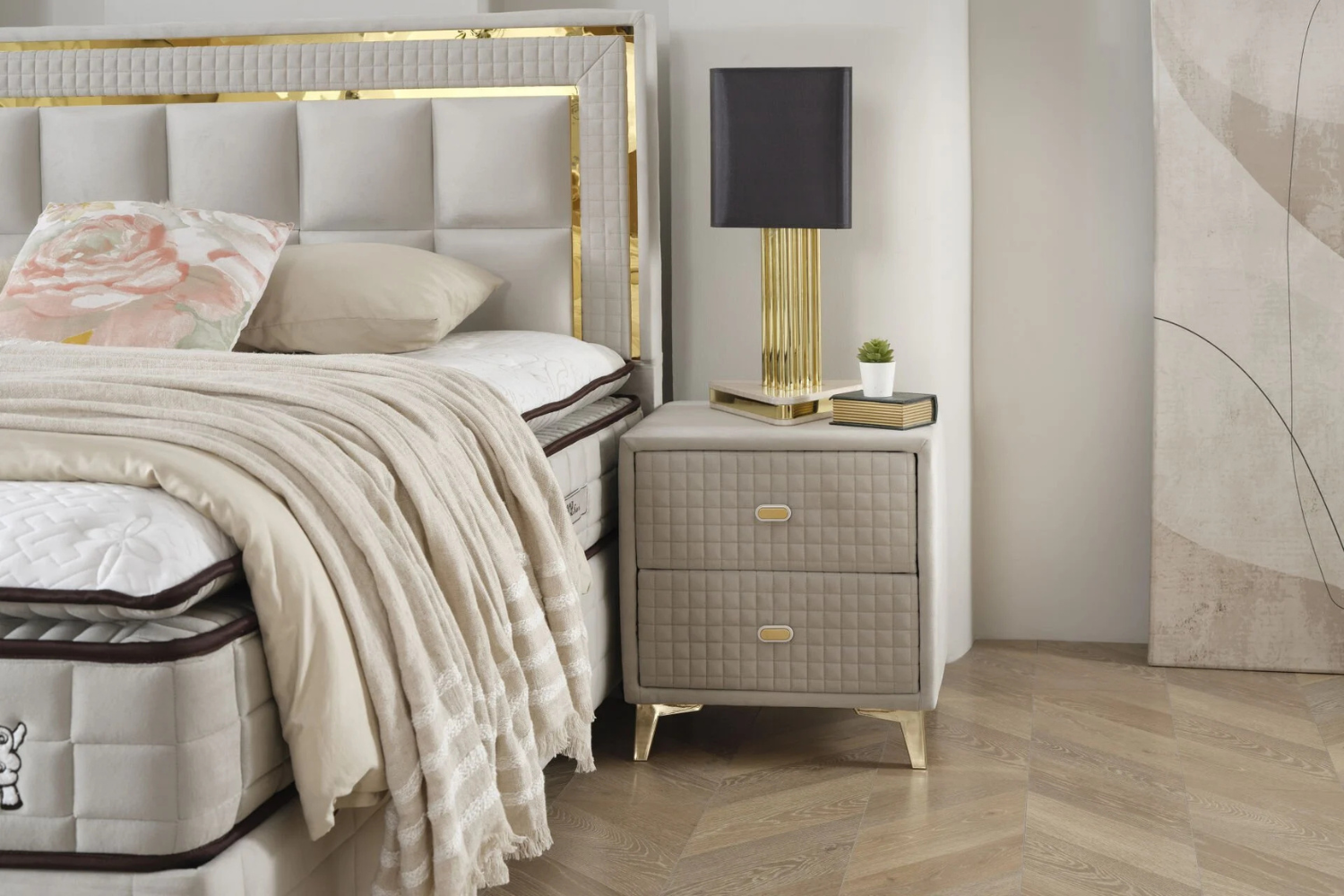 Ensemble de lit sommier BSS BEDDING WOOL TOUCH | Matelas H2/H3