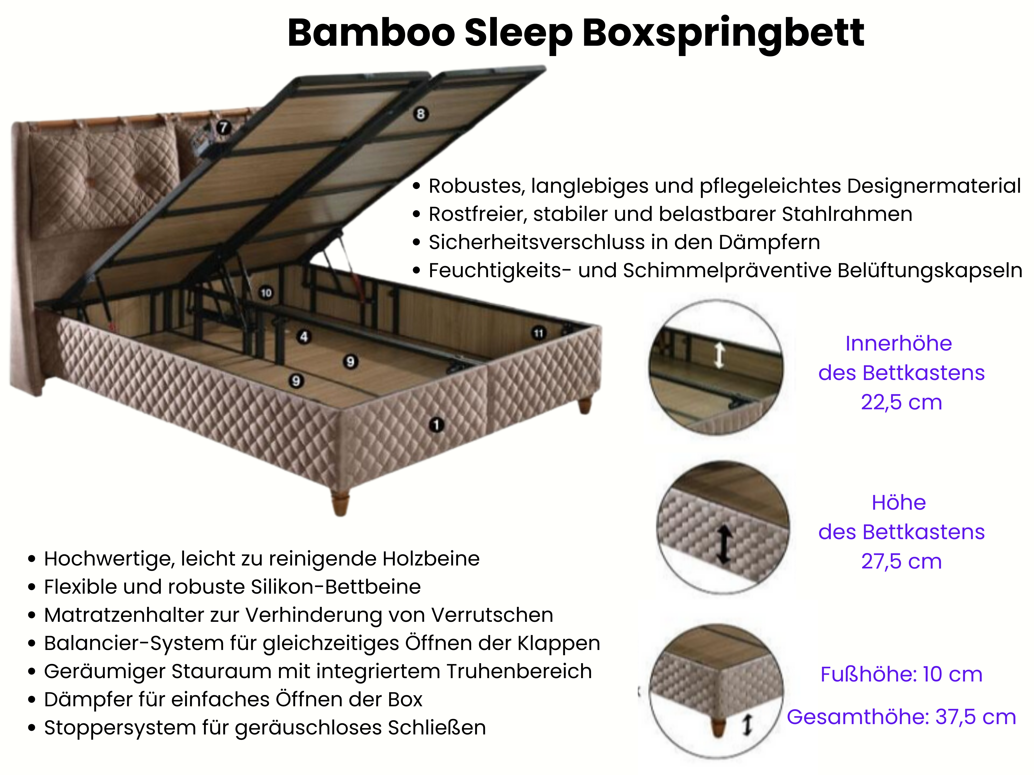 Bambi | Bamboo Sleep | Ensemble de lit à sommier H3