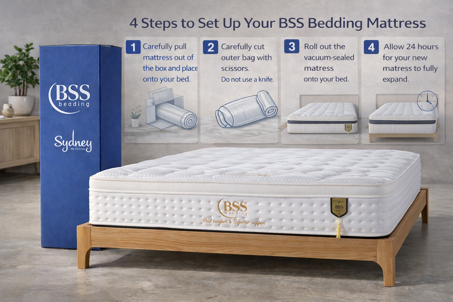 Guide en 4 étapes pour installer le matelas roulé BSS Bedding Sydney