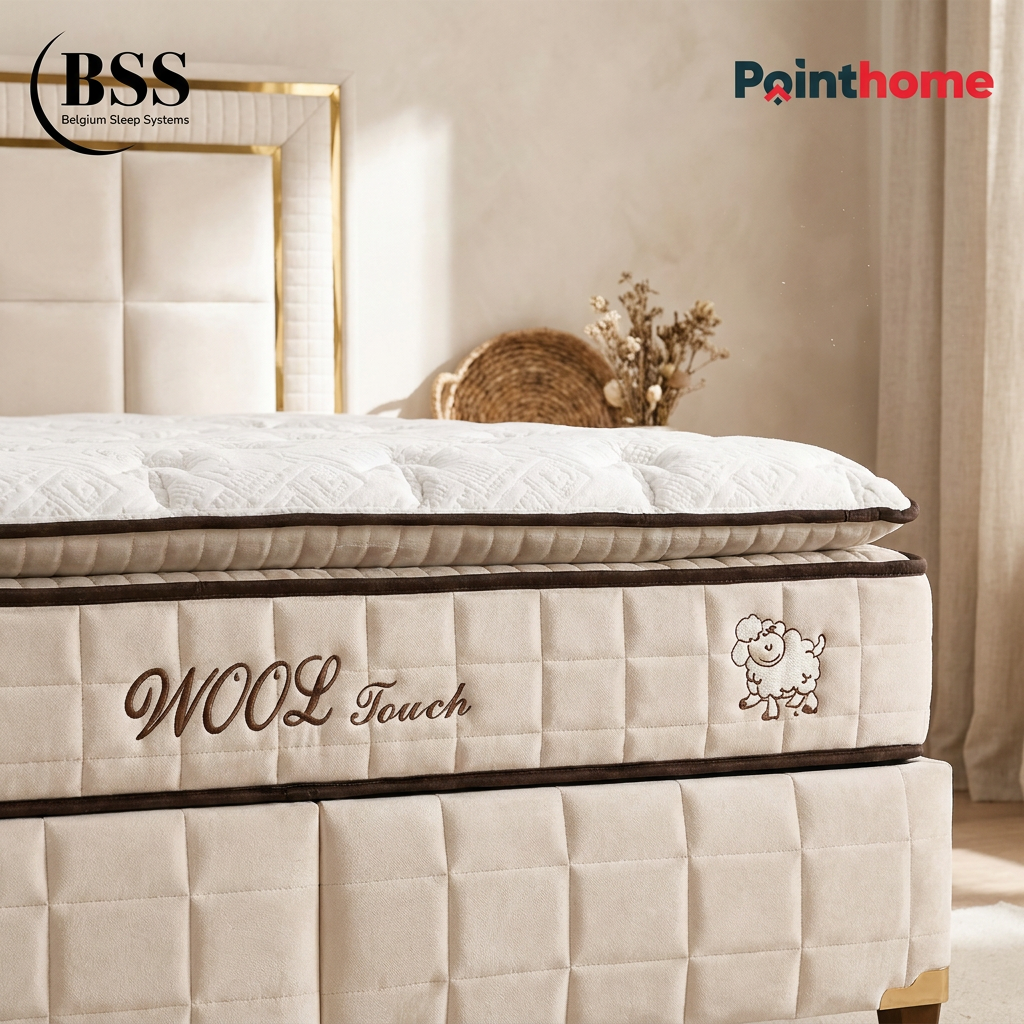 Broderie Wool Touch sur le flanc du matelas de l'ensemble BSS