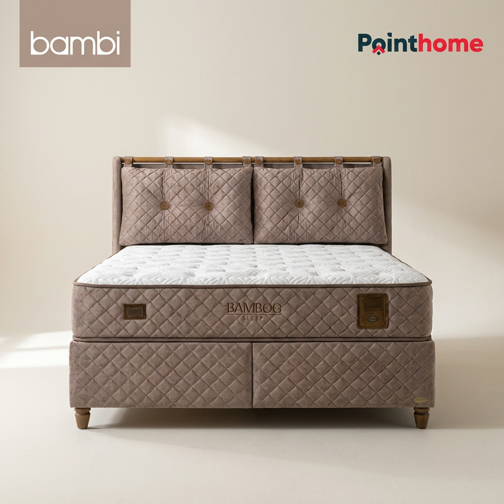 Ensemble lit coffre Bambi Bamboo Sleep vu de face sur fond clair