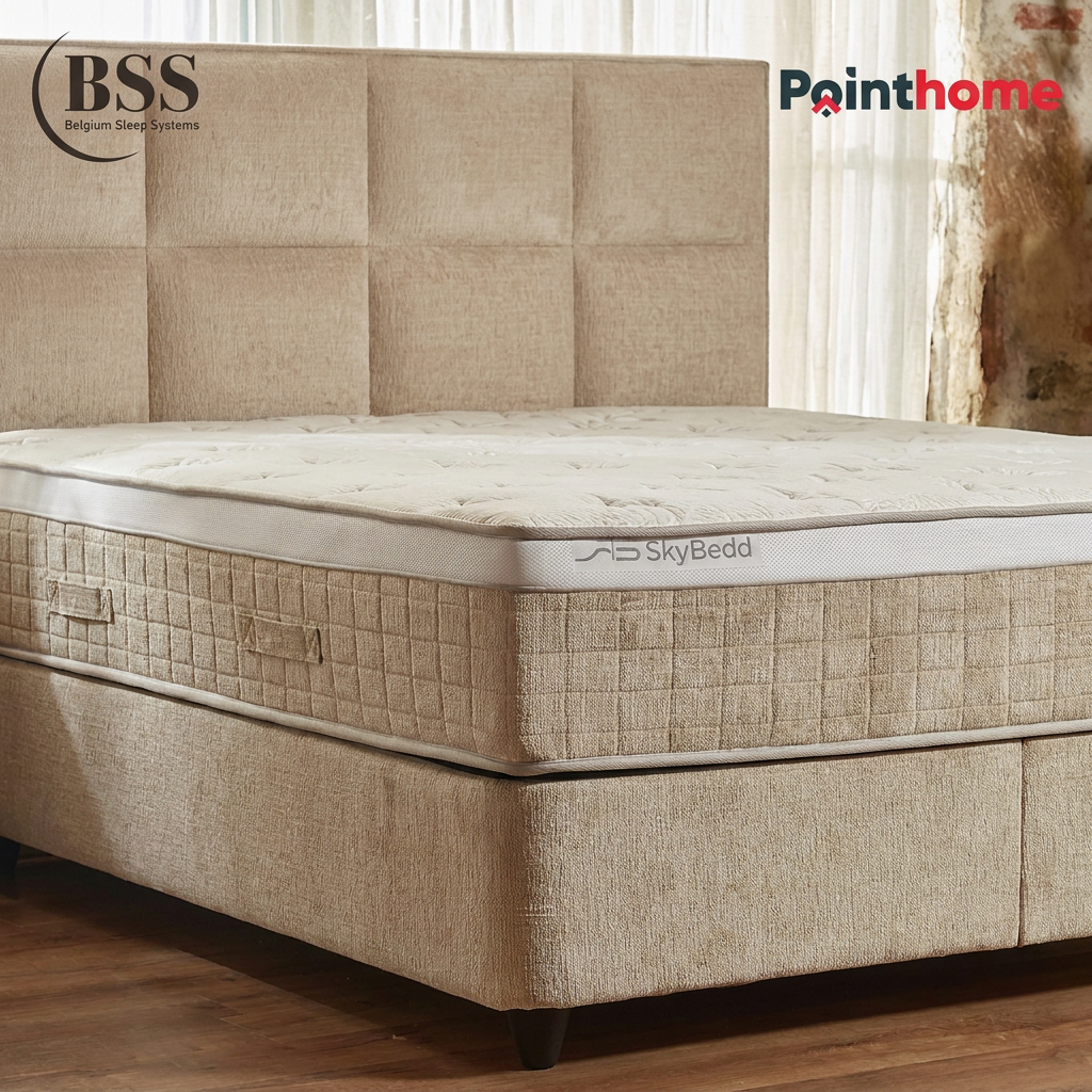 Angle du matelas Oceanbedd posé sur son sommier coffre