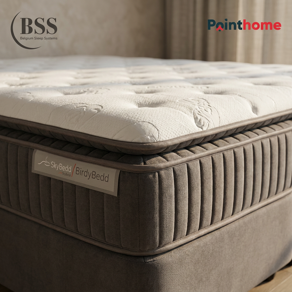 Gros plan du matelas BSS Birdybedd anthracite et de son liséré