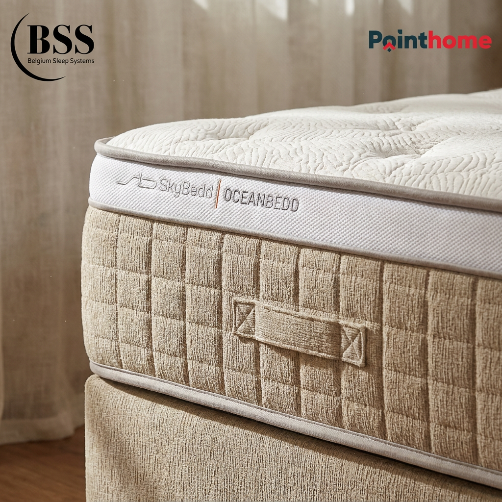 Broderie SkyBedd Oceanbedd sur le flanc du matelas BSS