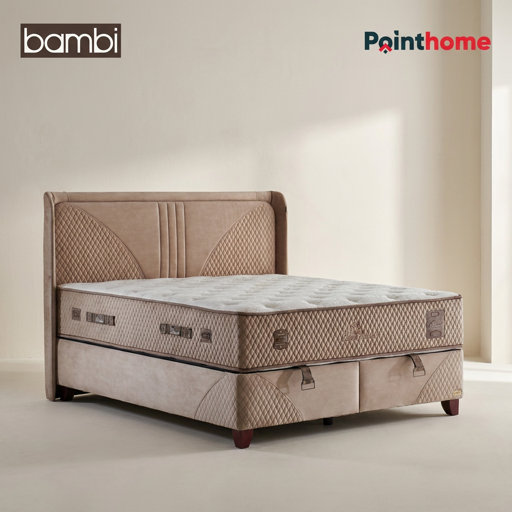 Ensemble lit coffre Bambi Clima Naturel vu de face sur fond clair