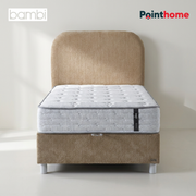 Lit coffre Bambi Dozy beige avec tête de lit et matelas 24 cm