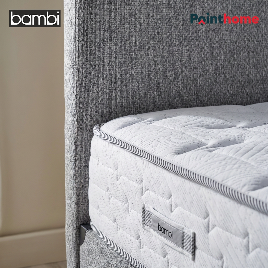 Détail de la tête de lit du lit coffre Bambi Dozy gris