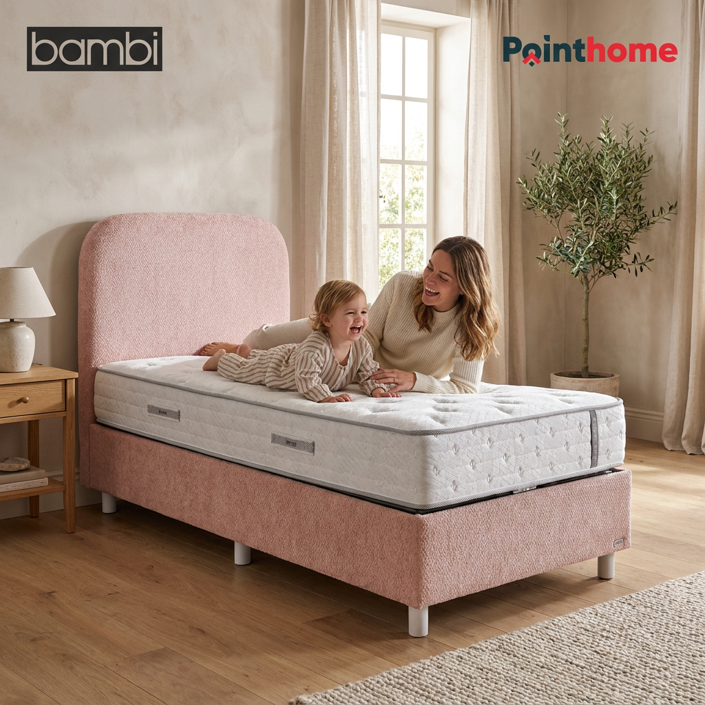 Chambre d'adolescent avec le lit coffre Bambi Dozy rose