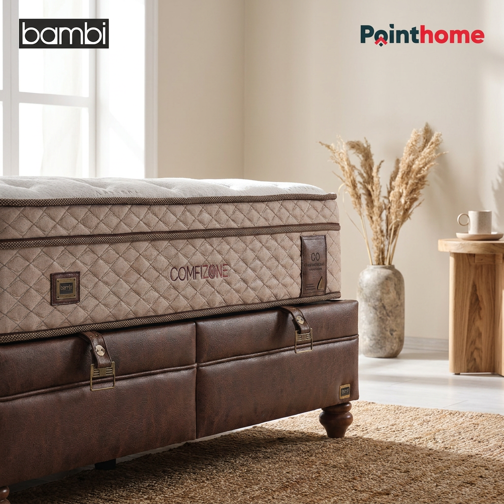 Détail du sommier coffre Comfizone et du flanc du matelas