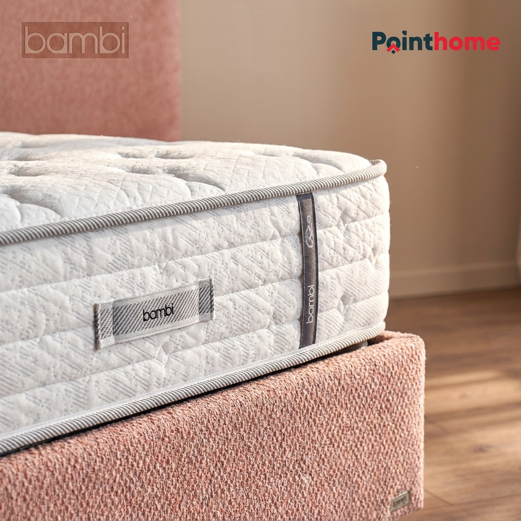 Détail du matelas à ressorts ensachés du lit coffre Bambi Dozy rose