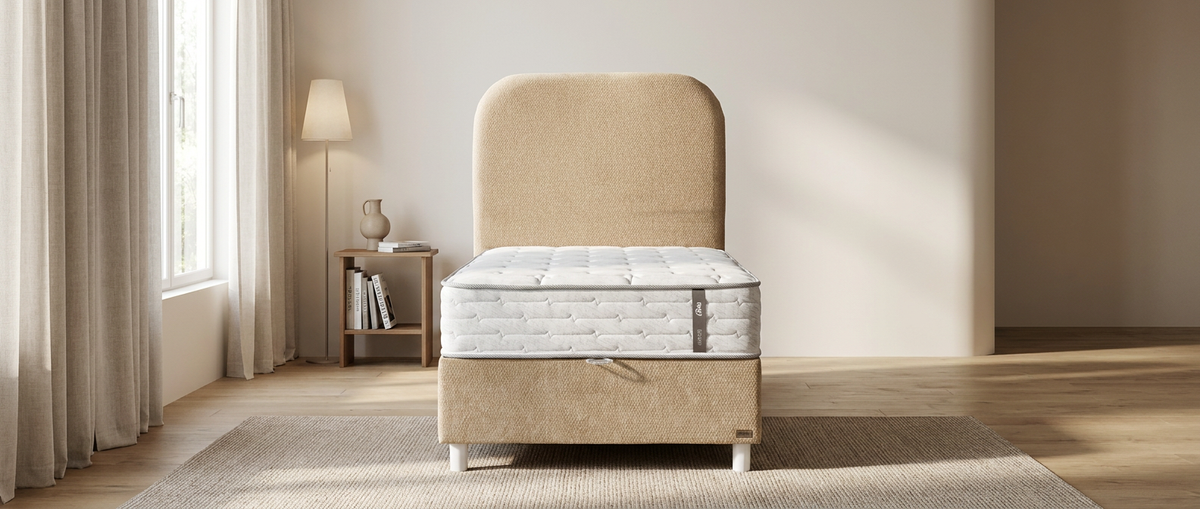 Ensemble lit coffre Bambi Dozy beige en situation