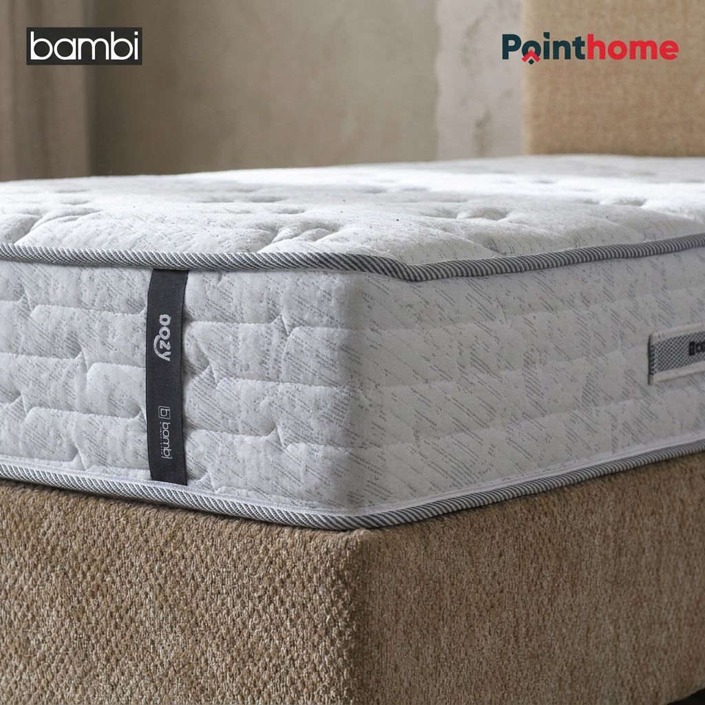 Matelas Bambi Dozy 24 cm sur sommier coffre beige