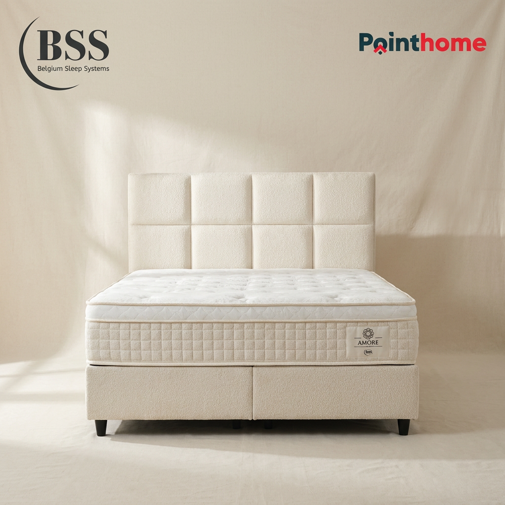 Ensemble lit coffre Amore, matelas à ressorts ensachés Pocket Core
