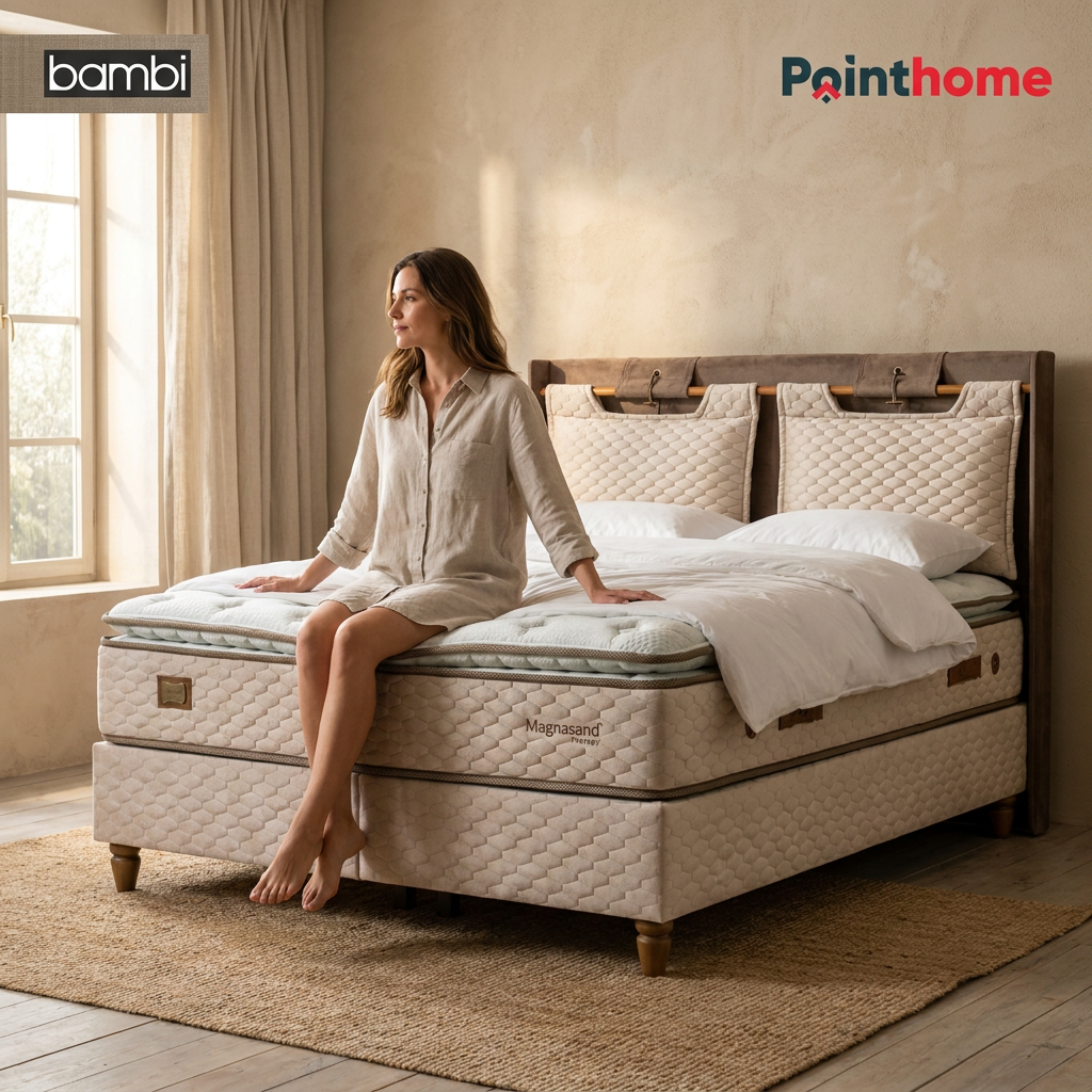 Femme assise au bord du lit coffre Bambi Magnasand Therapy