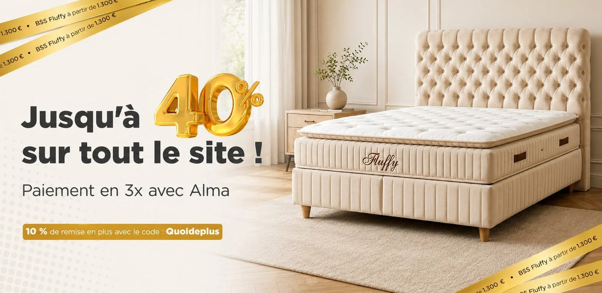 Jusqu'à -40 % sur tout le site Pointhome – lit coffre BSS Fluffy à partir de 1 300 €, paiement en 3x avec Alma