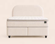 Ensemble de lit BSS Bohembedd crème avec tête de lit arrondie – vue de face