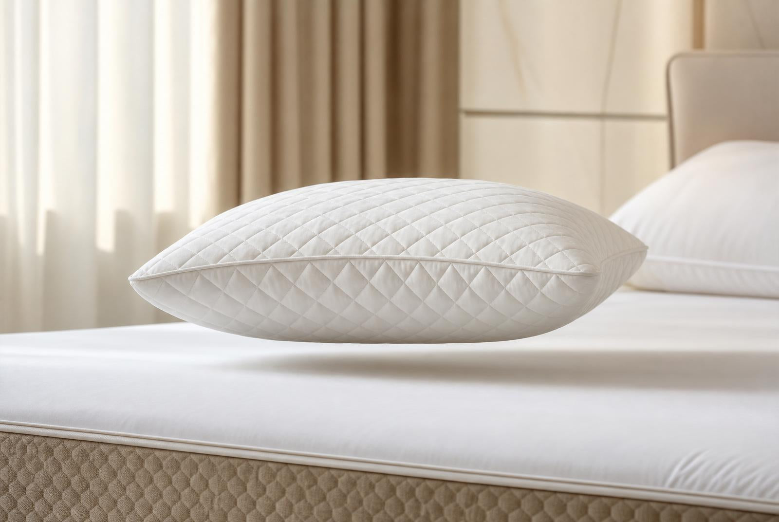 Oreiller Mogy matelassé posé sur un matelas