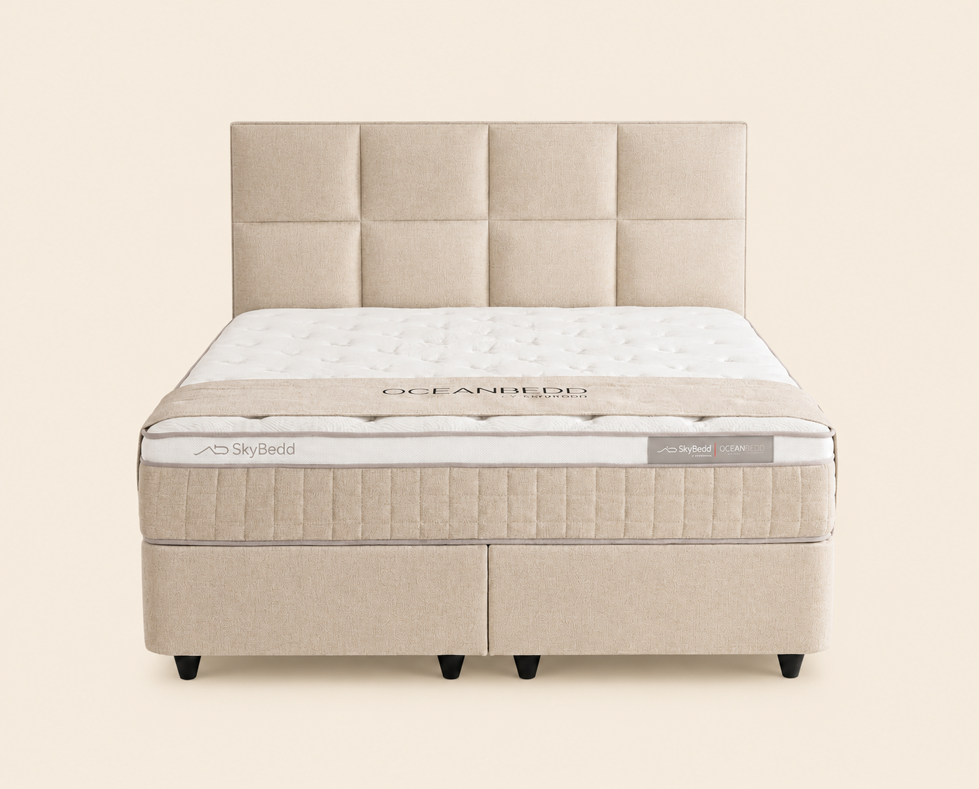 Ensemble de sommier à ressorts BSS Oceanbedd beige – vue de face