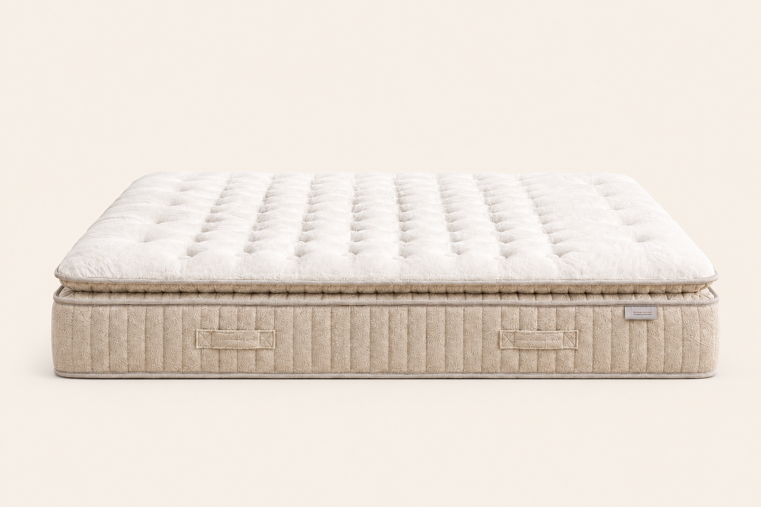 Matelas BSS Shinebedd avec surmatelas capitonné et poignées – vue de face